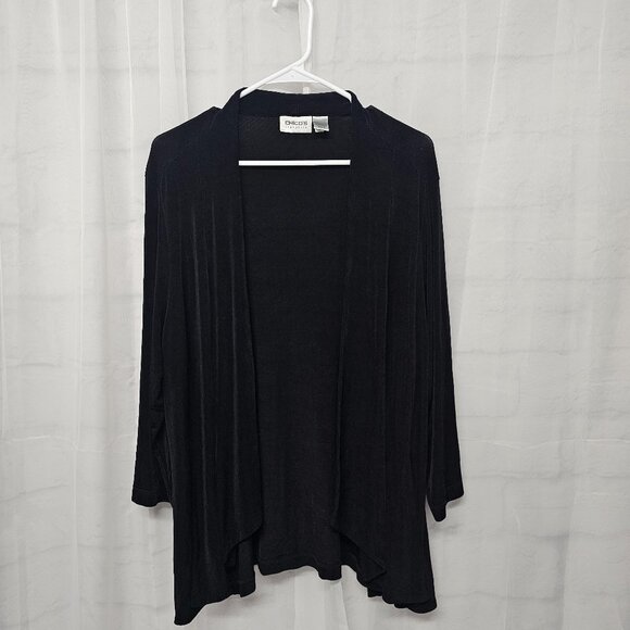 Chico's Travelers Black Cardigan Jacket Minimalist Goth Whimsigoth 3 (XL) - Picture 1 of 6